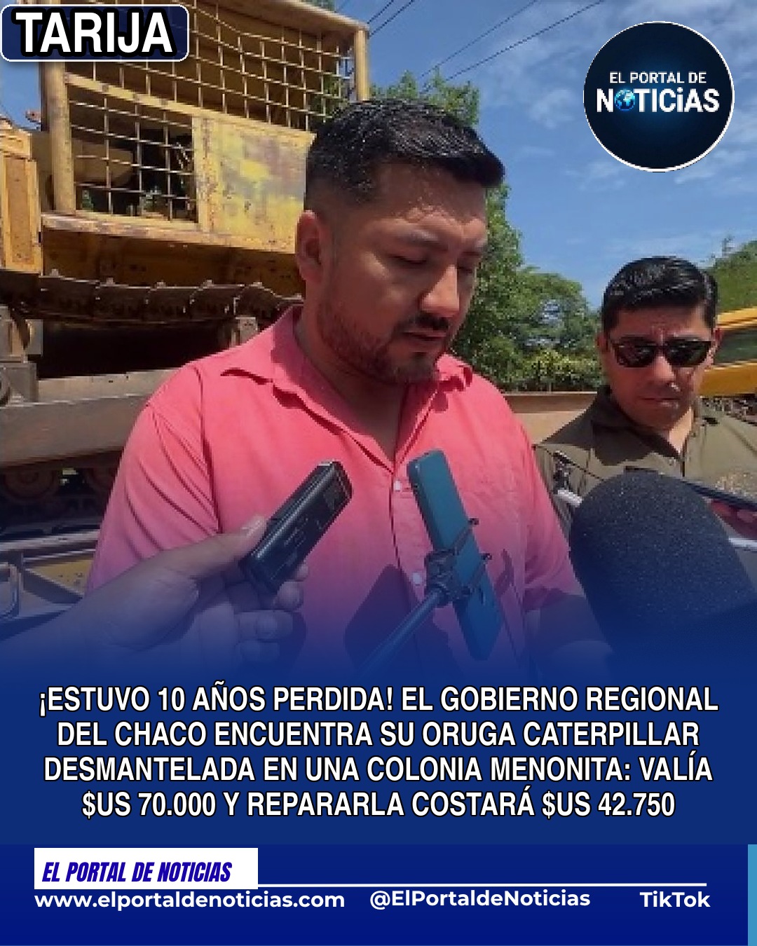 Estuvo 10 años perdida: el Gobierno Regional del Chaco encuentra su oruga Caterpillar desmantelada en una colonia menonita y repararla costará $us 42.750