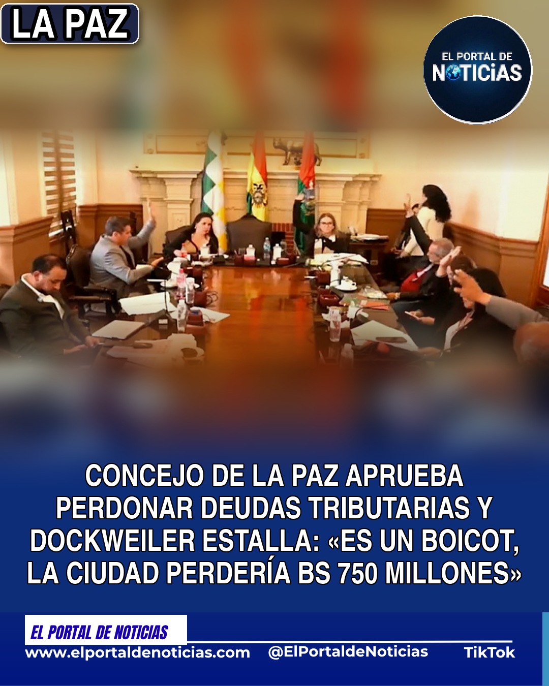 Concejo de La Paz aprueba ley de alivio tributario con condonación de deudas y Dockweiler denuncia un boicot que pondría en riesgo Bs 750 millones