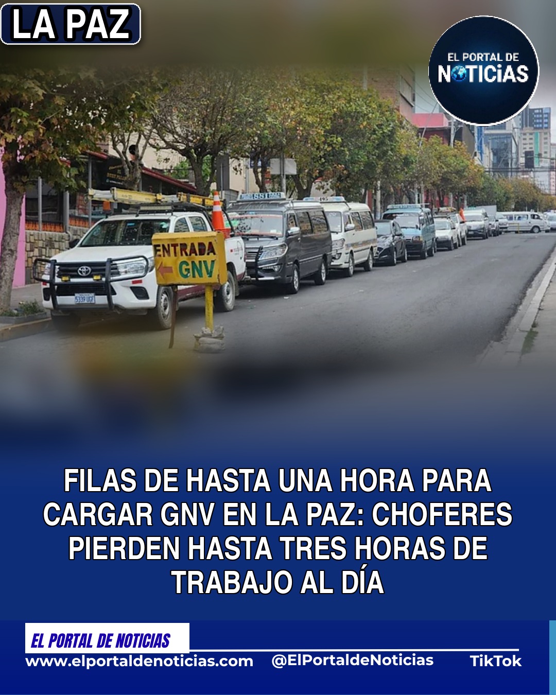 Filas de hasta una hora para cargar GNV en La Paz