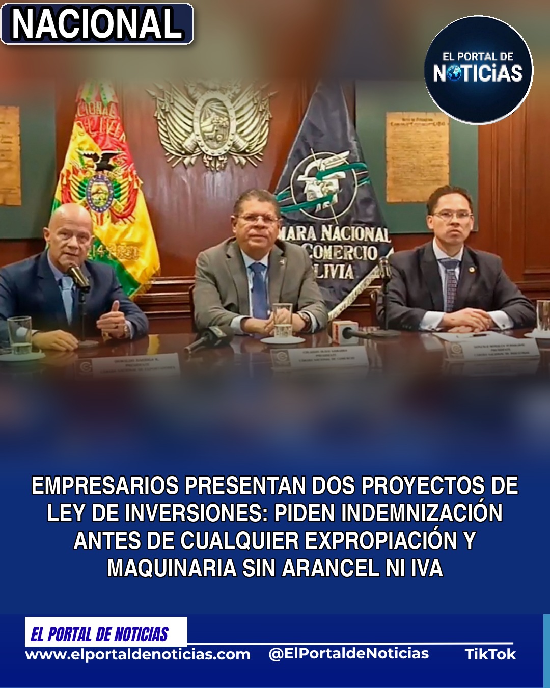 Dirigentes de la Cámara Nacional de Comercio, Industrias y Exportadores en conferencia de prensa