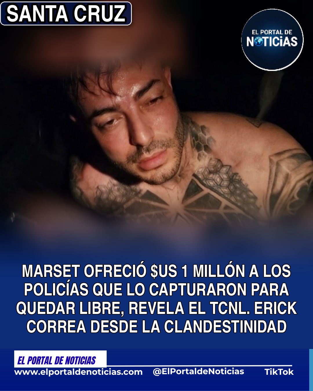 Sebastián Marset tras su captura en Santa Cruz