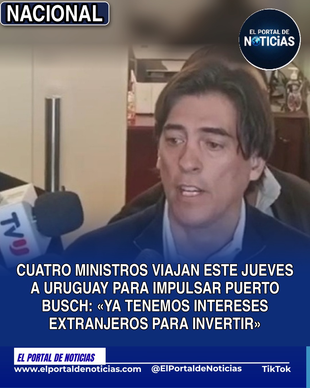 El ministro de Obras Públicas, Mauricio Zamora, informa sobre el viaje de cuatro ministros a Uruguay