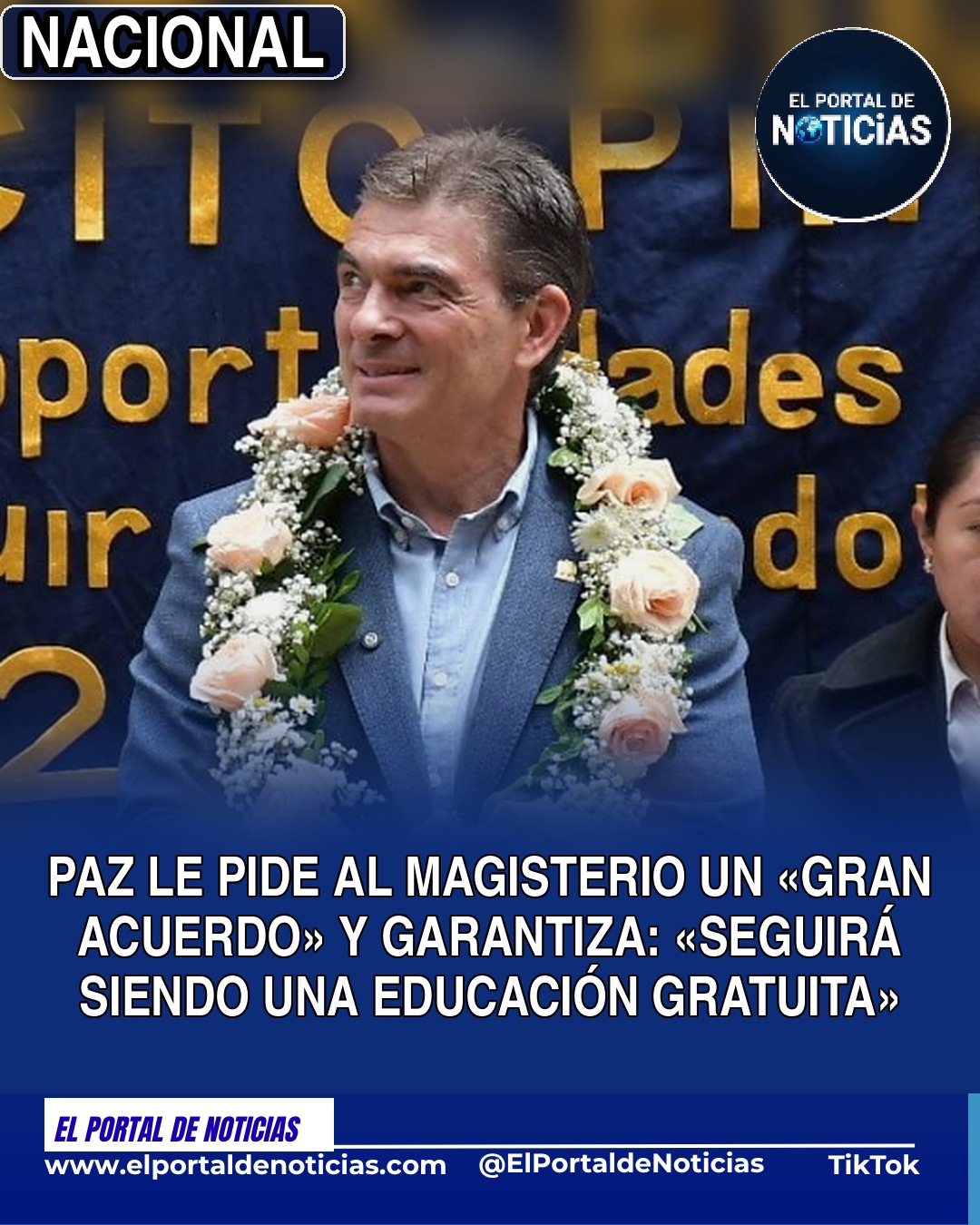 El presidente Rodrigo Paz durante el inicio del pago del bono Juancito Pinto