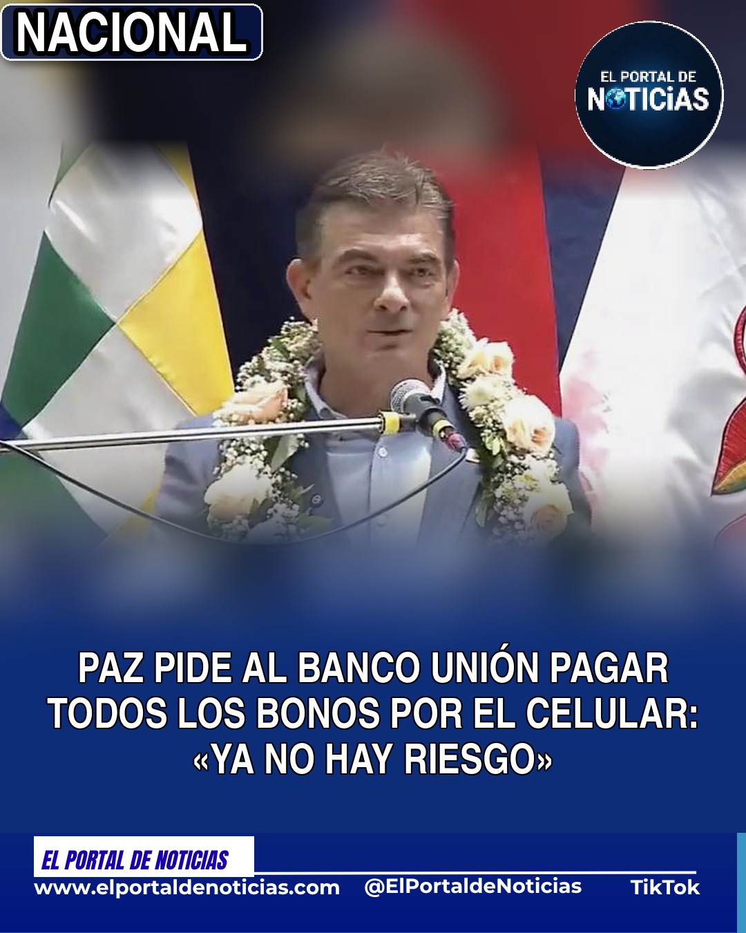 El presidente Rodrigo Paz en el acto por el pago del bono Juancito Pinto