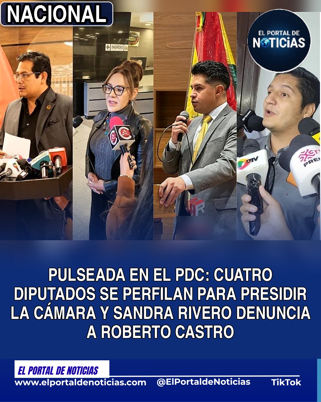 Pulseada en el PDC: cuatro diputados se perfilan para presidir la Cámara y Sandra Rivero lanza denuncias contra Roberto Castro