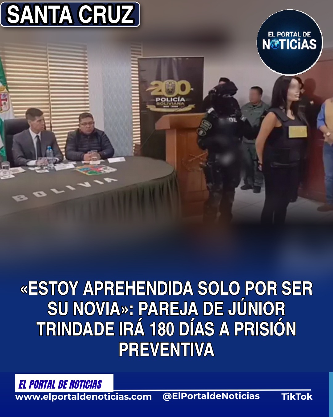 Presentación policial de la pareja de Júnior Trindade en Santa Cruz